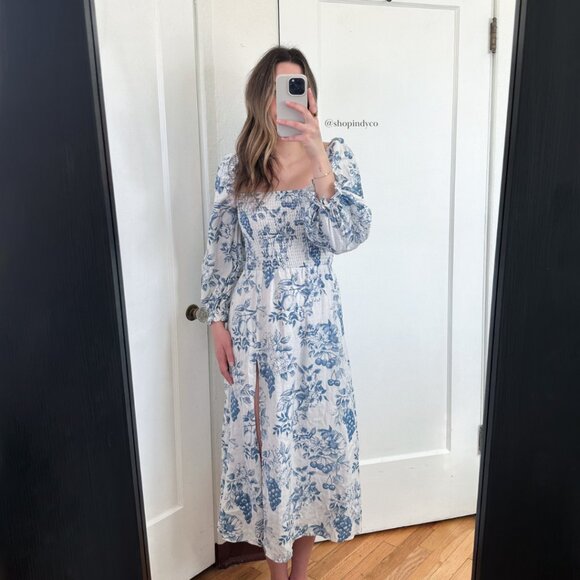 Reformation | 100% Linen‎ Gitane Midi Dress in Corsica Floral Blue Small - Picture 4 of 11